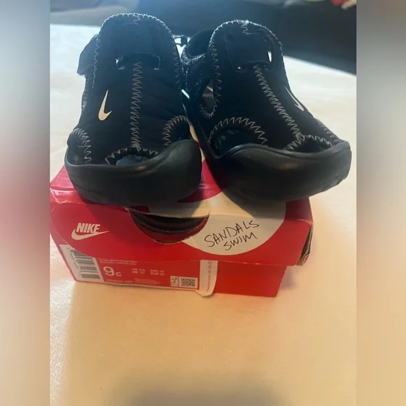 Nike Black Kids Water Shoes with White Swoosh - Picture 7 of 7